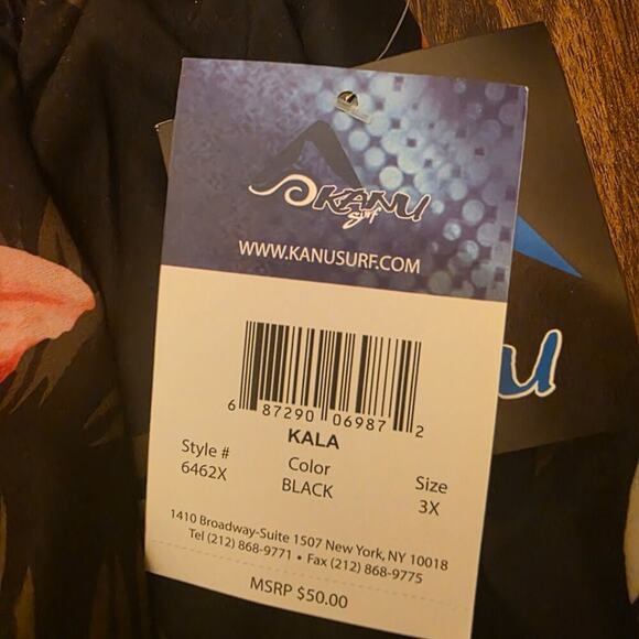 Kanu Surf Swim Trunks Mens 3X Big Tall Black Pink Floral Board Shorts NWT - Picture 2 of 7